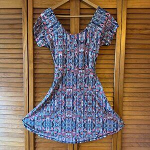 ULTRA FLIRT | Aztec Print Keyhole Skater Dress